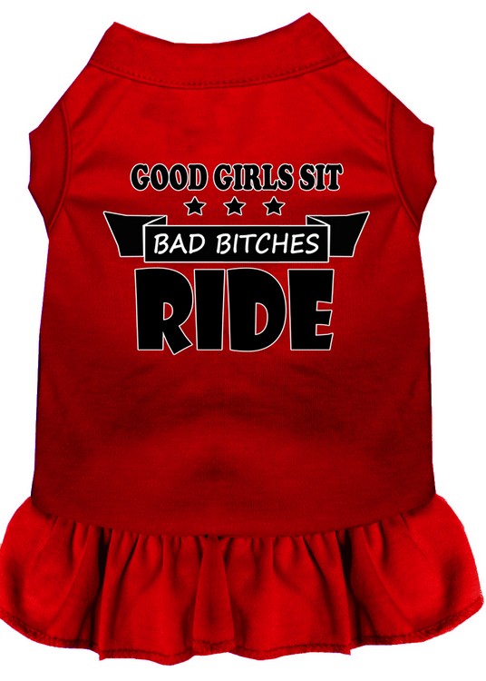 Bitches Ride Screen Print Dog Dress Red Med